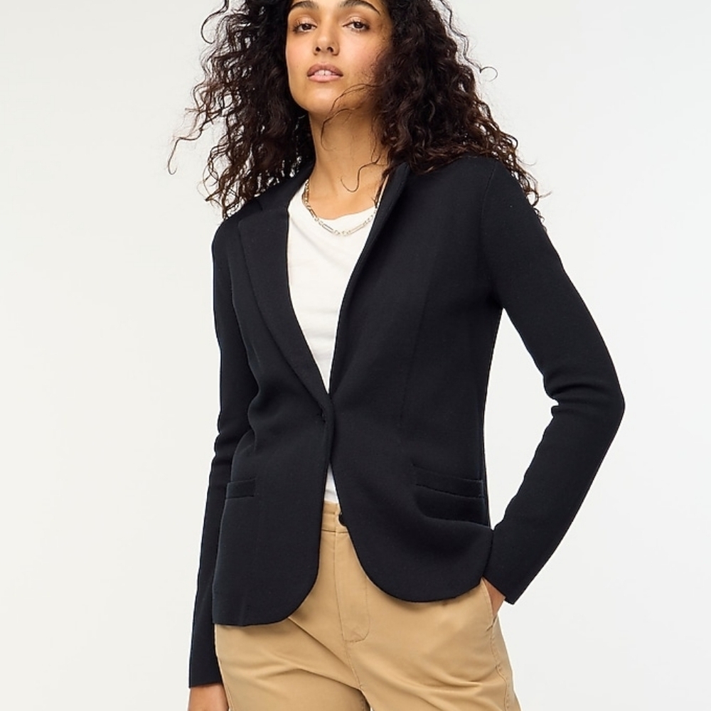 J. Crew Schoolboy Sweater Blazer Cardigan in Black | Size Medium NWT - Picture 2 of 4